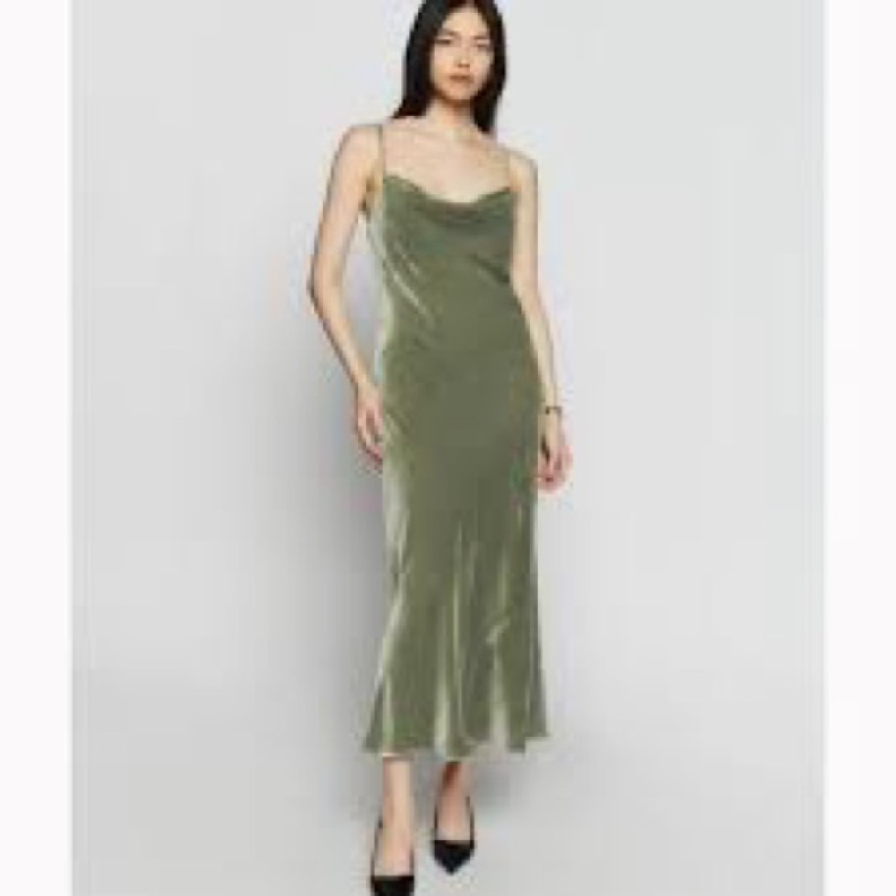 Reformation Salamanca Velvet Dress Artichoke Size 2